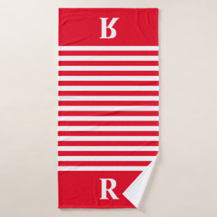 Custom Red/White Stripes Bath Towel