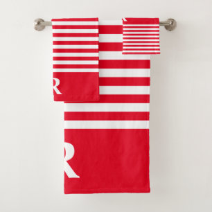 Custom Red/White Stripes Bath Towel Set