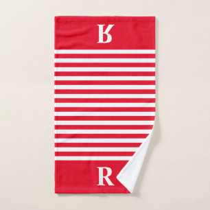 Custom Red/White Stripes Hand Towel
