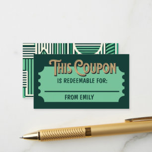 Custom Redeemable Ticket Gift Idea Coupon Card