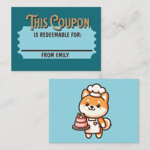 Custom Redeemable Ticket Gift Shiba Cake Coupon Card