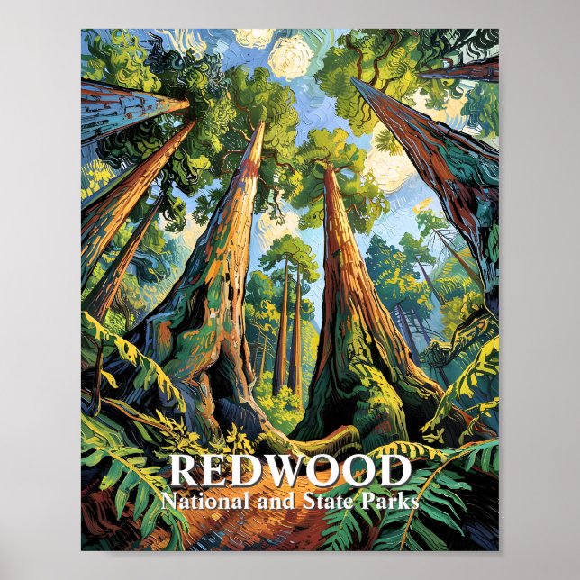 Custom Redwoods National Park California Van Gogh Poster (Front)