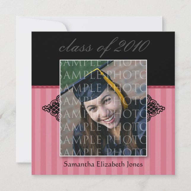 CUSTOM Regal SQUARE Graduation Invitation (rose) (Front)