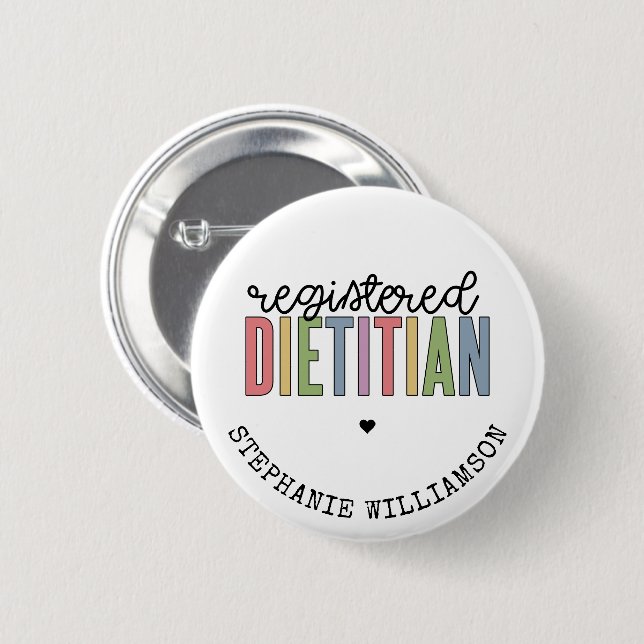 Custom Registered Dietician Multicolored RD  2 Inch Round Button (Front & Back)