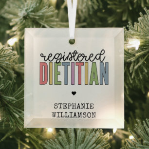 Custom Registered Dietician Multicolored RD Glass Ornament