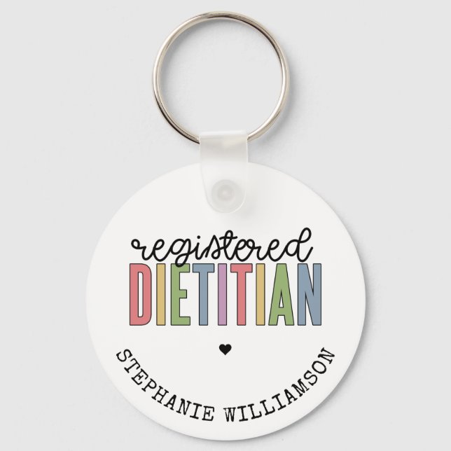 Custom Registered Dietician Multicolored RD Keychain (Front)