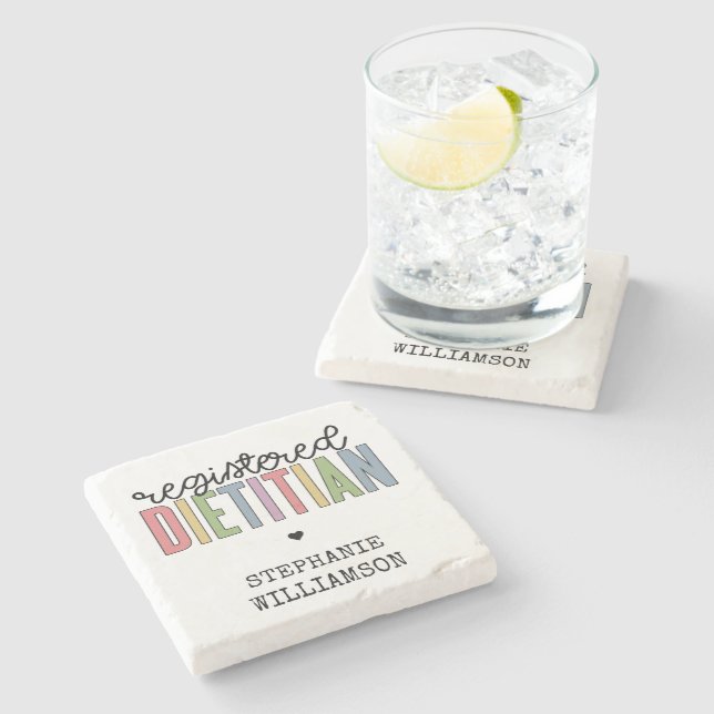 Custom Registered Dietician Multicolored RD Stone Coaster (Side)