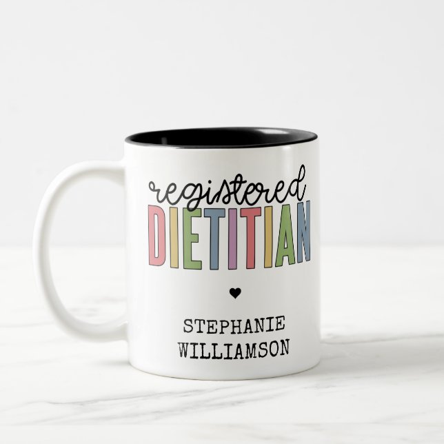 Custom Registered Dietician Multicolored RD Two-Tone Coffee Mug (Left)