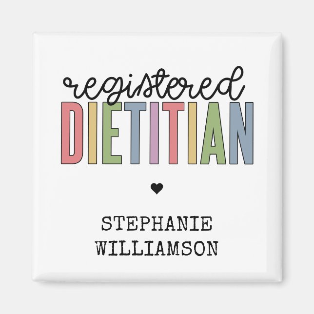 Custom Registered Dietitian Multicolored RD  Magnet (Front)
