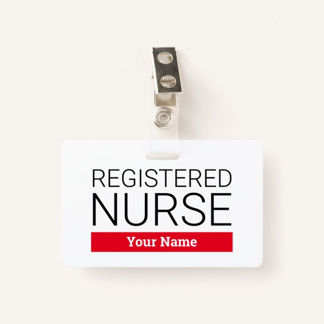 Custom registered nurse name badge with clip (Front with Clip)