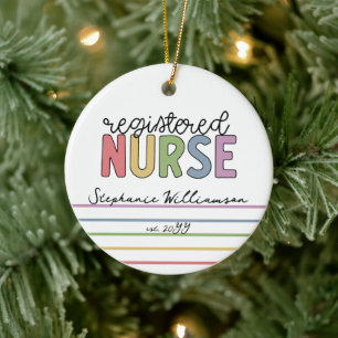 Custom Registered Nurse RN Nurse Graduation Cute Ceramic Ornament