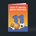 Custom Relation Birth Brother Boy 11th Birthday Sp Card<br><div class="desc">Now that some boy’s 11th birthday is just around the corner,  you should ready this card as early as now. This colourful and fun card has a personalizable relationship. So whether for a nephew or a cousin,  this card is it.</div>