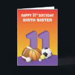 Custom Relation Birth Sister Girl 11th Birthday Card<br><div class="desc">When the 11th birthday of a special girl you know comes then you must be able to give her this card to send fun birthday greetings. But before that you must grab a copy of this so you can do that.</div>