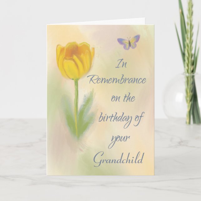 Custom Relation Birthday Remembrance Flower Card (Front)