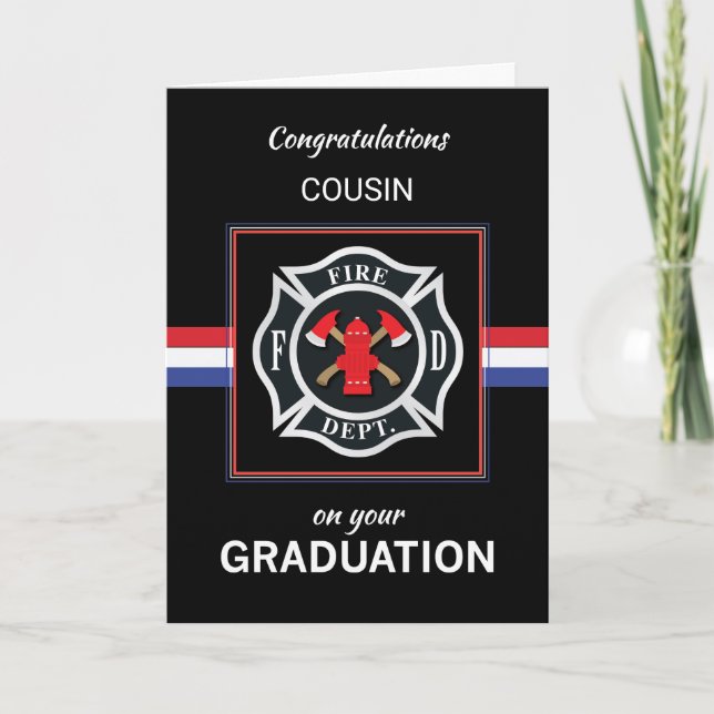 Custom Relation Fire Department Academy Graduation Card (Front)