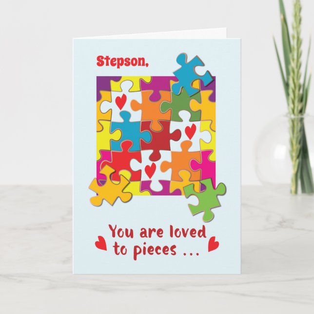 Custom Relation Valentine Puzzle Love to Pieces Card (Front)