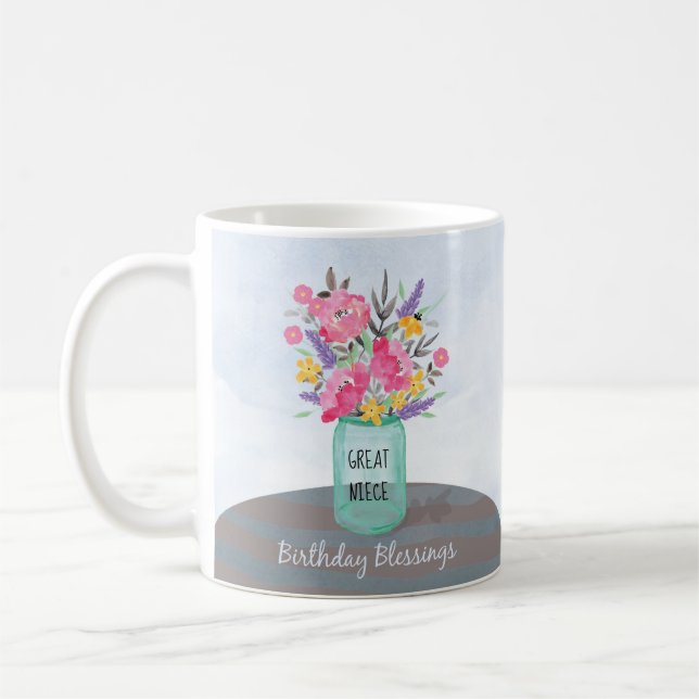 Custom Relationship Birthday Blessings Jar Vase Coffee Mug (Left)