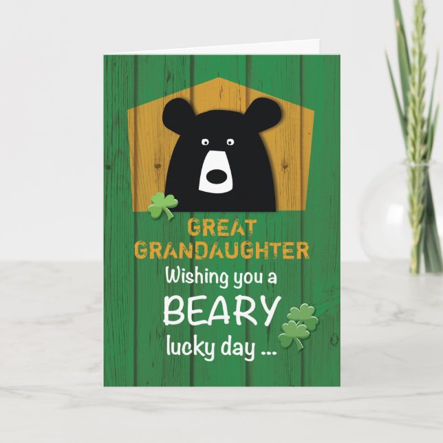 Custom Relationship St. Patrick's Day with Bear Card (Front)