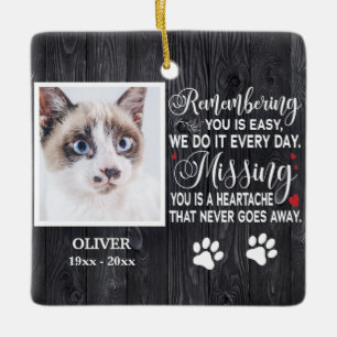 Custom Remembering You Memorial Quote For Cat Ceramic Ornament