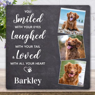 Custom Remembrance 3 Photo Pet Dog Memorial  Plaque