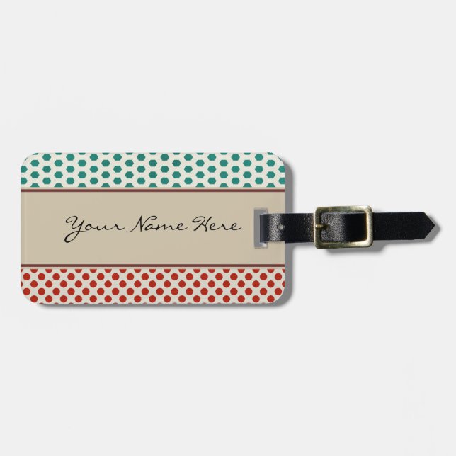 Custom Repeating Hexagons and Polka dot Luggage Tag (Front Horizontal)
