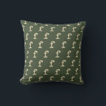 Custom Repeating Letter Monogram Pattern Green Throw Pillow<br><div class="desc">This decorative throw pillow features a repeating customizable monogram in cream over a dark green background. Great for personalizing a living room,  bedroom,  or reading nook,  this pillow adds a modern touch to any space. Ideal for kids’ rooms,  college dorms,  or housewarming gifts with a custom flair.</div>