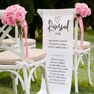 Custom Reserved Memorial Wedding Chair Fabric Sign Short Table Runner