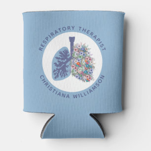 Custom Respiratory Therapist Floral Lungs Gift Can Cooler