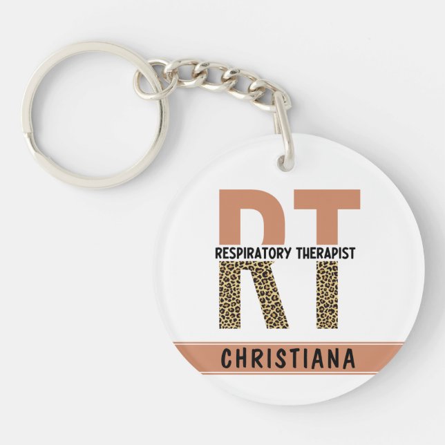 Custom Respiratory Therapist RT Gift Keychain (Front)