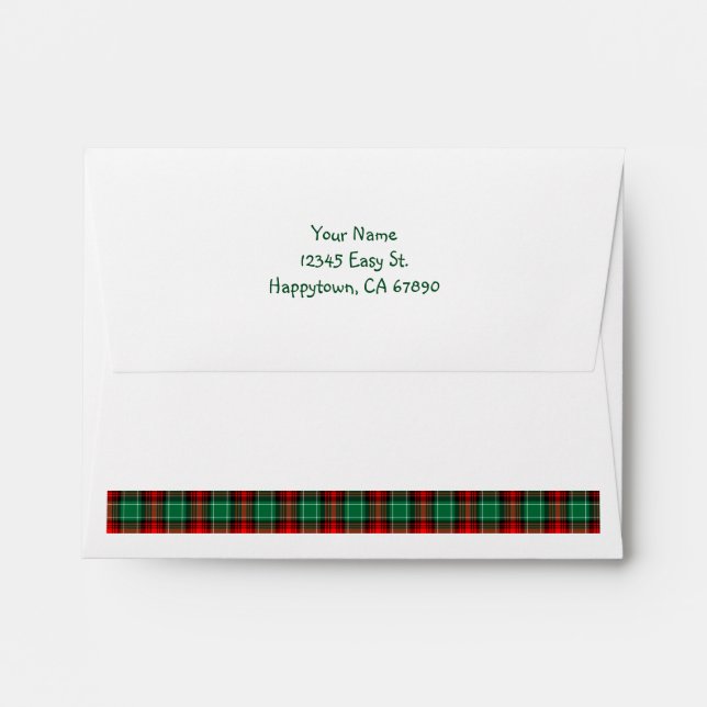 Custom Response Red Green Plaid A2 Envelope (Back (Top Flap))