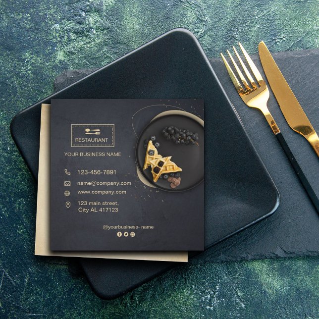 Custom restaurant card | Black modern photo  (Creator Uploaded)