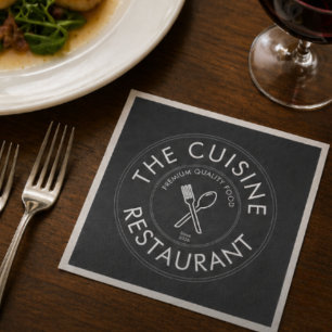 Custom Restaurant Logo Modern Square  Napkin