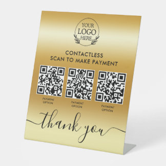 Custom Retail Pedestal Sign with Multi-QR Code Pay