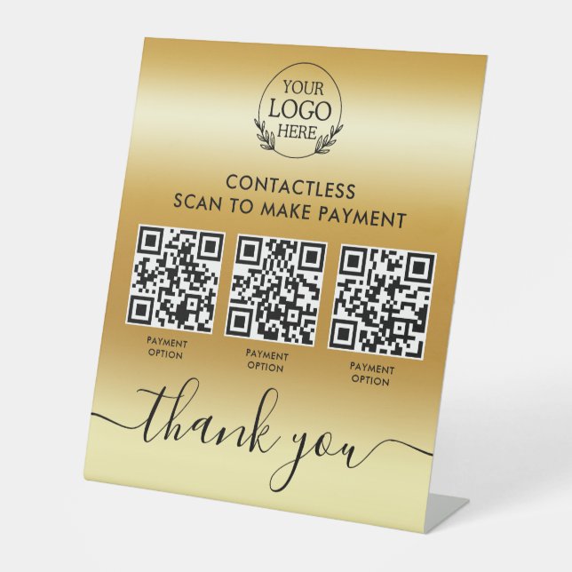 Custom Retail Pedestal Sign with Multi-QR Code Pay (Front)