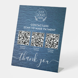 Custom Retail Pedestal Sign with Multi-QR Code Pay