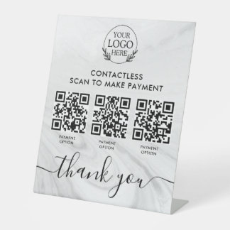 Custom Retail Pedestal Sign with Multi-QR Code Pay