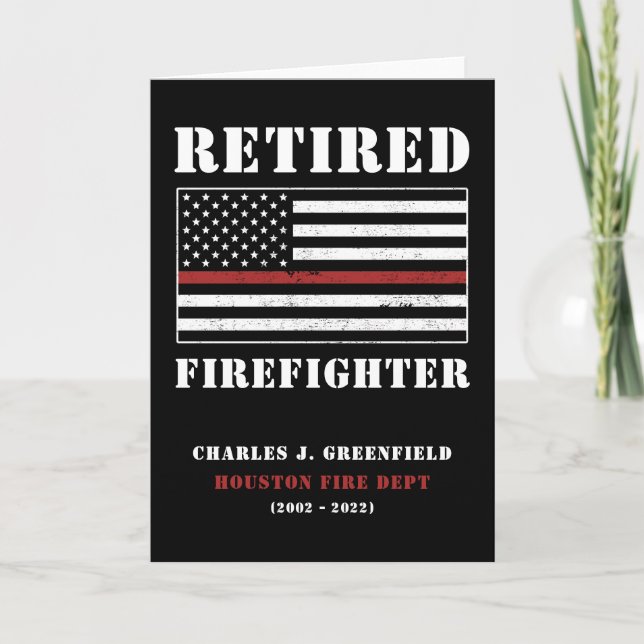 Custom Retired Firefighter Thin Red Line Gift Card (Front)