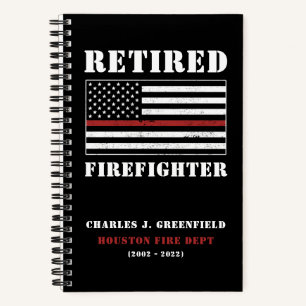 Custom Retired Firefighter Thin Red Line Gift Notebook