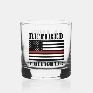 Custom Retired Firefighter Thin Red Line Whiskey Glass