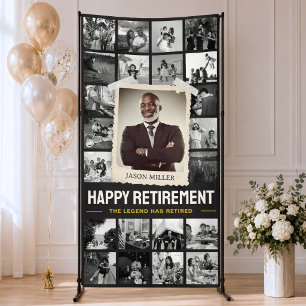 Custom Retirement Banner, Retro Photo Collage 4x8' Banner
