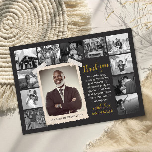 Custom Retirement Favour Card, Retro Photo Collage Thank You Card