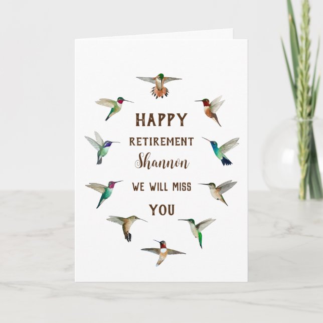 Custom Retirement Hummingbirds Card (Front)