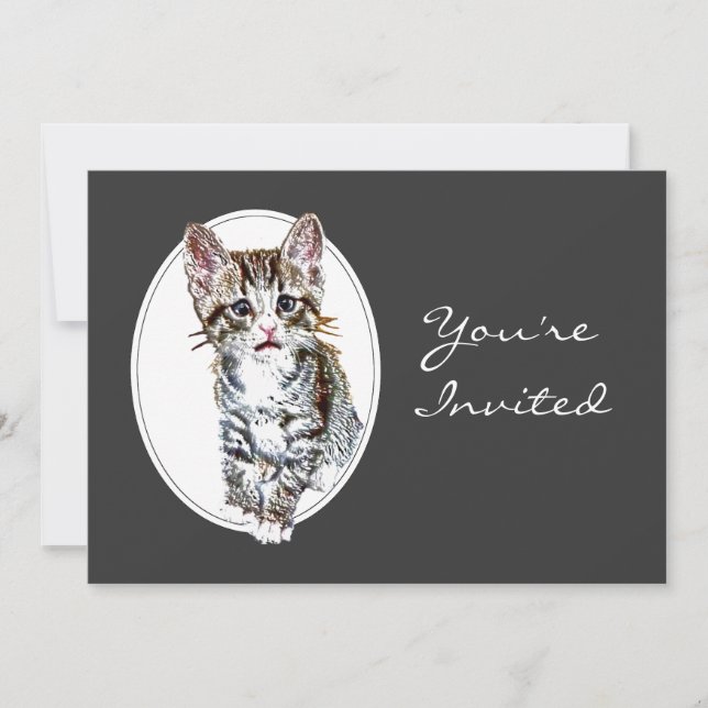Custom Retirement Invite Sweet Little Kitty Cat (Front)