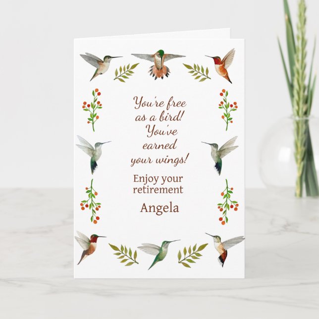 Custom Retirement North American Hummingbirds  Card (Front)