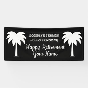 Custom retirement party banner sign with palm tree