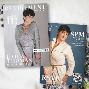 Custom Retirement Party Magazine Cover Photos Invitation