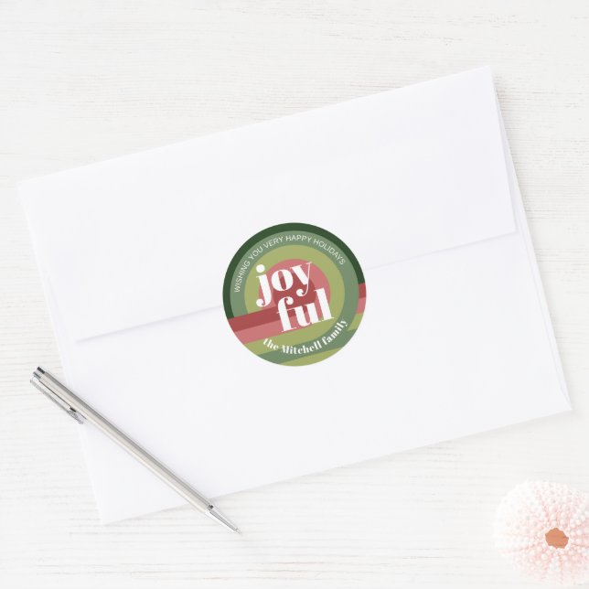 Custom Retro Abstract Waves Art Pattern Classic Round Sticker (Envelope)