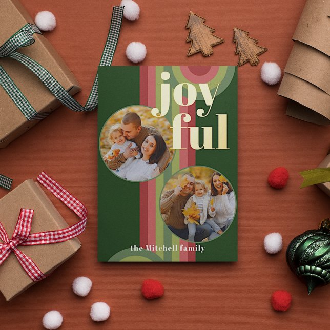 Custom Retro Abstract Waves Art Pattern Real Gold Foil Holiday Card (Creator Uploaded)