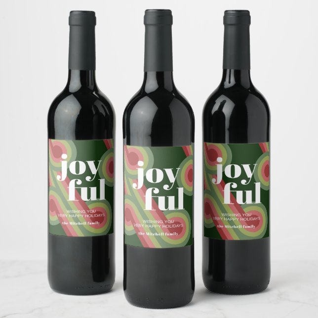 Custom Retro Abstract Waves Art Pattern Wine Label (Bottles)