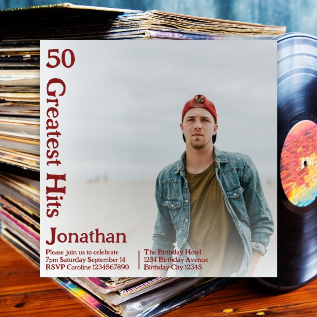 Custom Retro Album Cover Music 50th Birthday Invitation (Creator Uploaded)